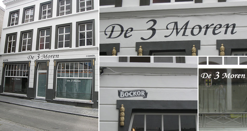 Letterschilderen'De 3 moren'. Klant: Brouwerij Omer Vander Ghinste.